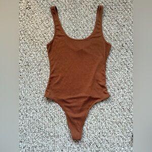 Dress Forum Brown Ribbed Body Suit Size Small